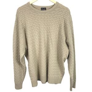 JOS A BANKS Men's Sz XL Lambswool Blend Crew Neck Basket Weave Sweater